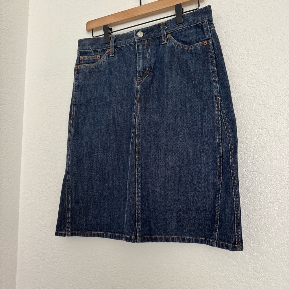 GAP Dark Blue Denim Midi Skirt - Picture 7 of 9